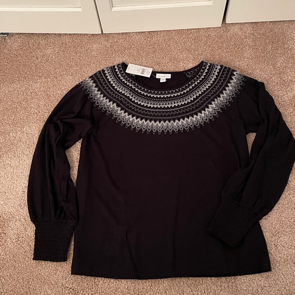 J. Jill Fair Isle Embroidered Smocked top size M